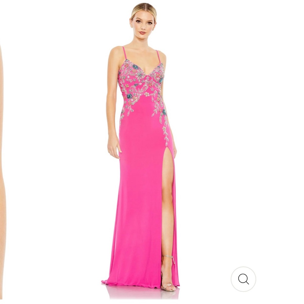 Multi color beaded floral cami gown